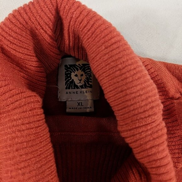Anne Klein Short Sleeve Turtleneck Knit Sweater Shirt Orange XL Extra Large - Picture 7 of 9